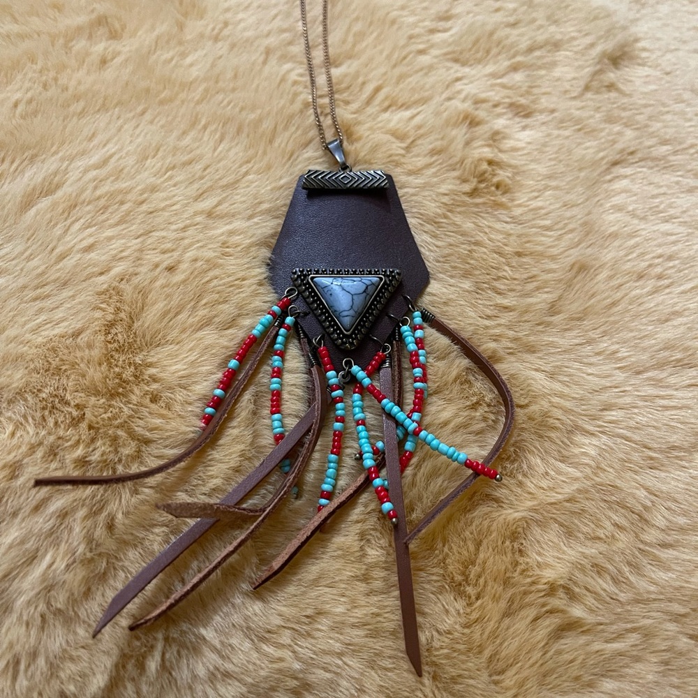 🍂BOHO CHIC🍂 TURQUOISE TASSEL PENDANT NECKLACE